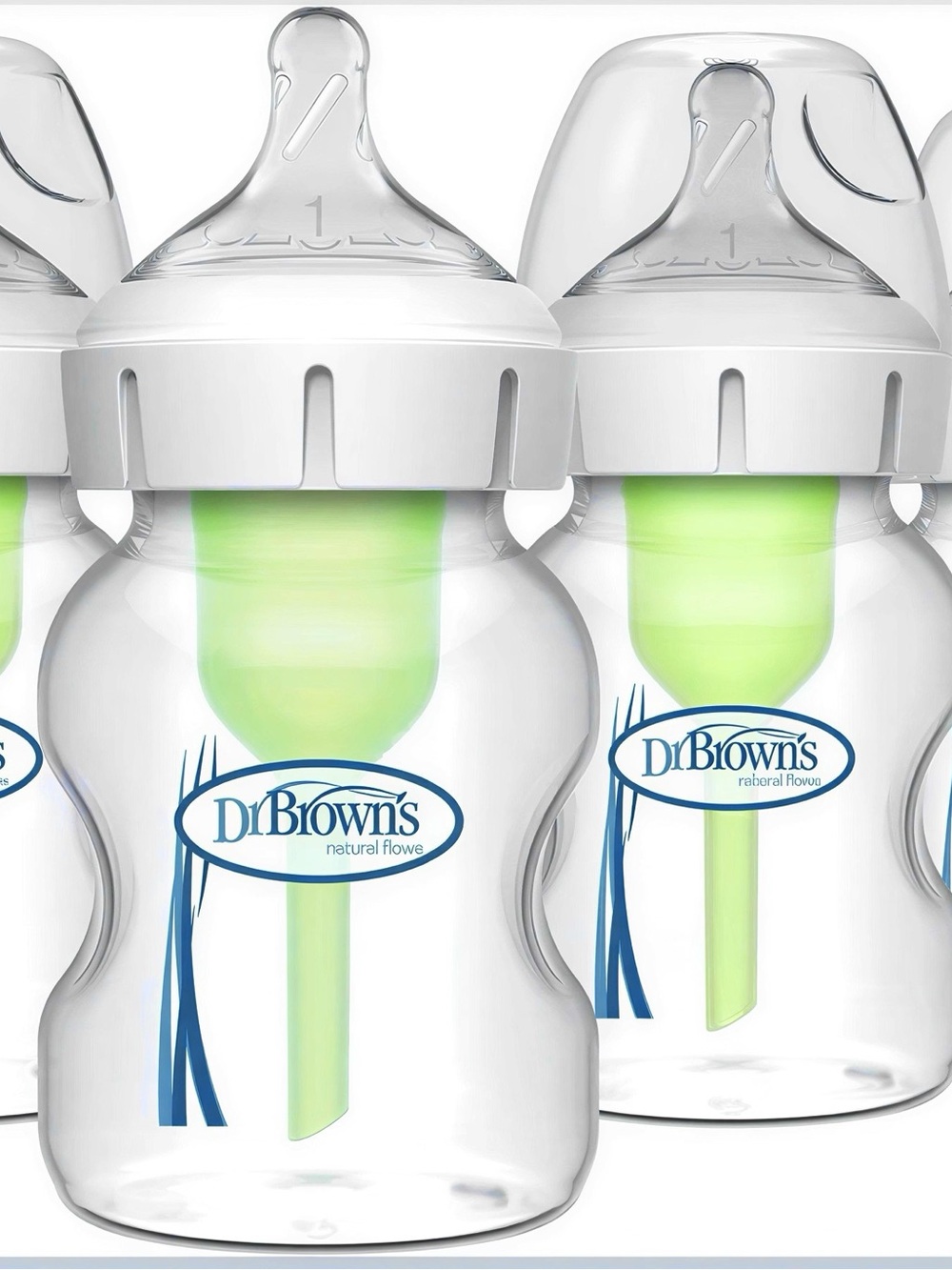 Dr. Brown's Natural Flow Clear Baby Bottle with Lime Internal Vent (Pack)